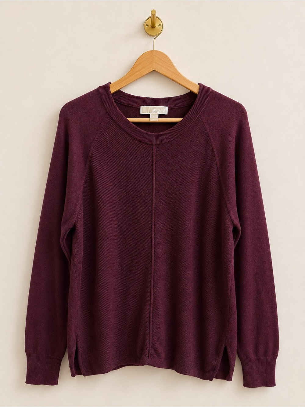 Michael Michael Kors Burgundy Knit Sweater XL Long Sleeve Crew Neck